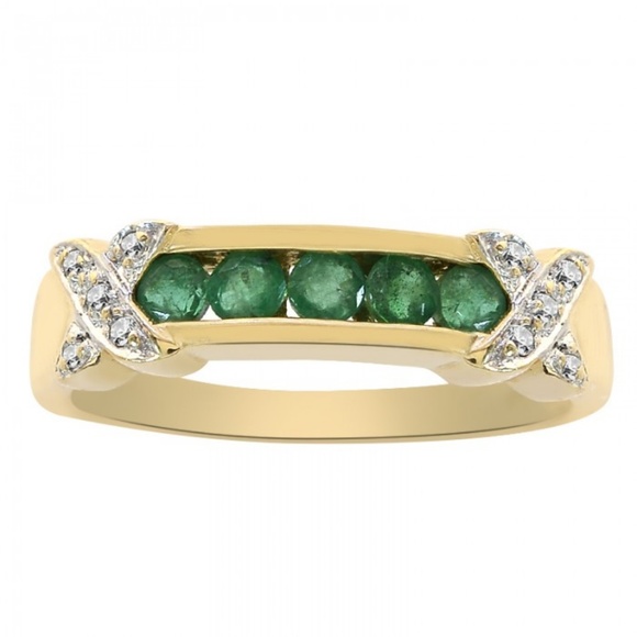 0.45 Ct Emerald & 0.06 Carat Diamond Vintage Ring - Picture 1 of 3